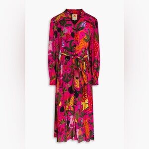 FARM RIO Pop Leopards Long Sleeves Dress Pink Viscose Sz M